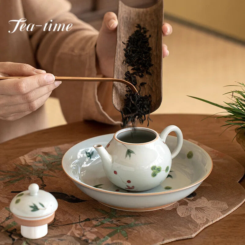 130ml Ancient Ceramic Teapot Hand-painted Little Pear Pot with Ball Hole Filter