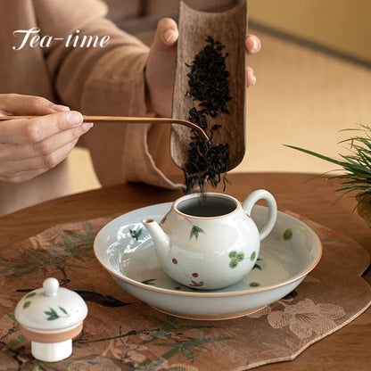 130ml Ancient Ceramic Teapot Hand-painted Little Pear Pot with Ball Hole Filter
