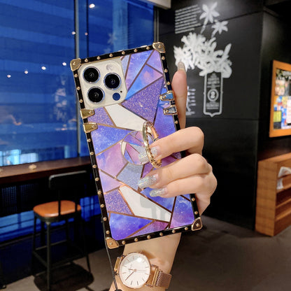 Electroplated spliced glitter soft case with crossbody strap for iPhone 17Pro/16