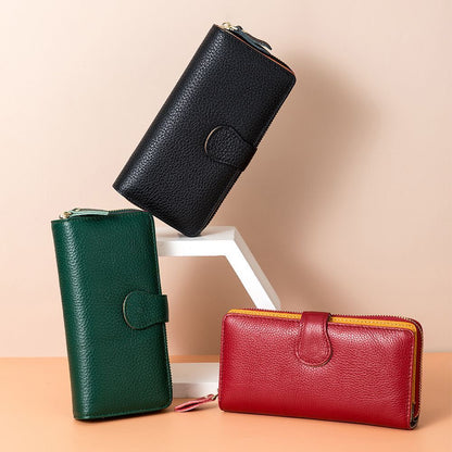 Genuine Cow Leather Long Wallets Coins Purses Clutches Bags Handbag Card Holders