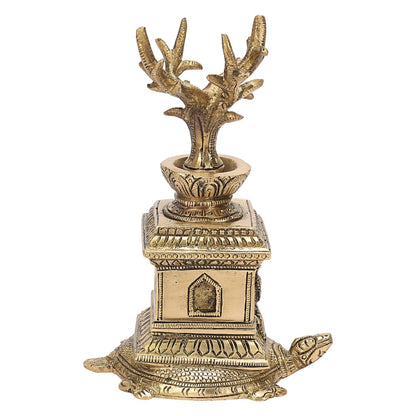 Brass Goddess Tulsi (Thulasi) Saligram Plant on Tortoise for Home Temple Idol