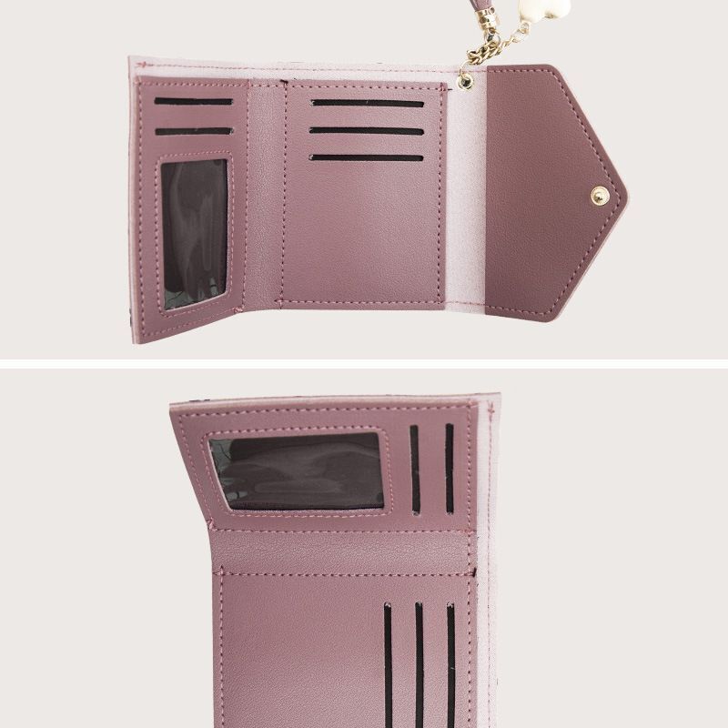 Fringed Wallet Synthetic Leather Three Fold Purse Card Purse Change Bags Pouches