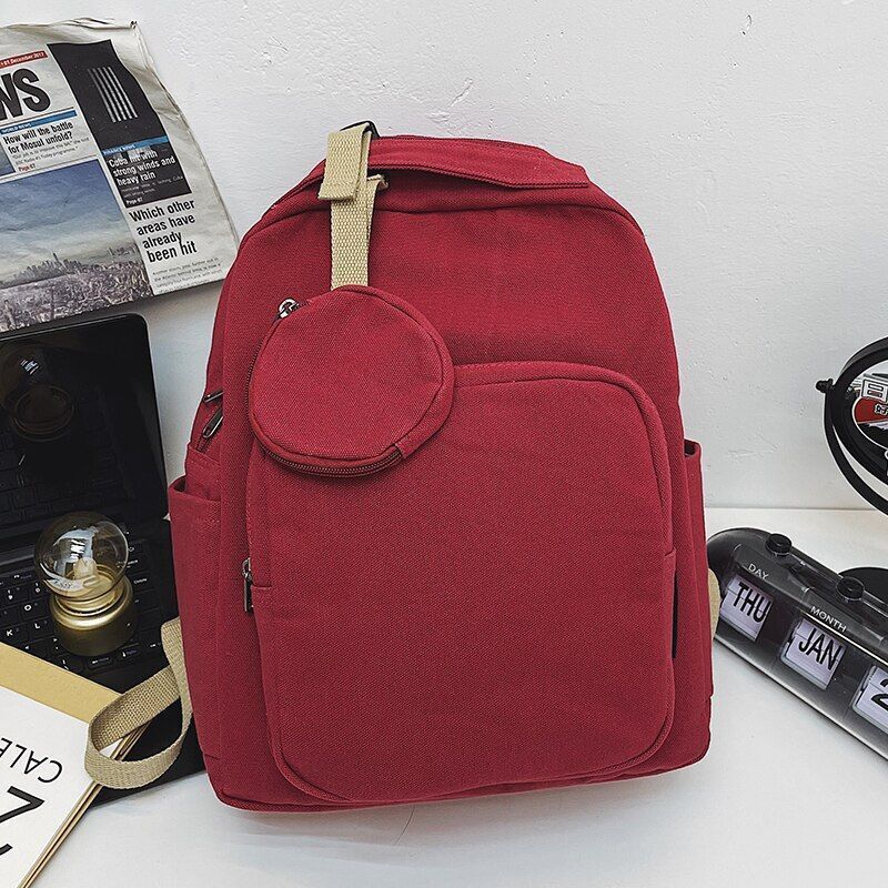 Green Leisure Canvas Backpack College Student School Book Bag Traveling Rucksack