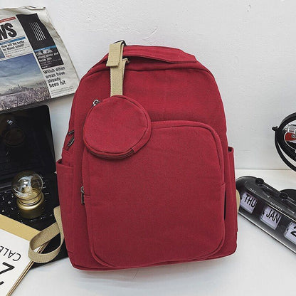 Green Leisure Canvas Backpack College Student School Book Bag Traveling Rucksack