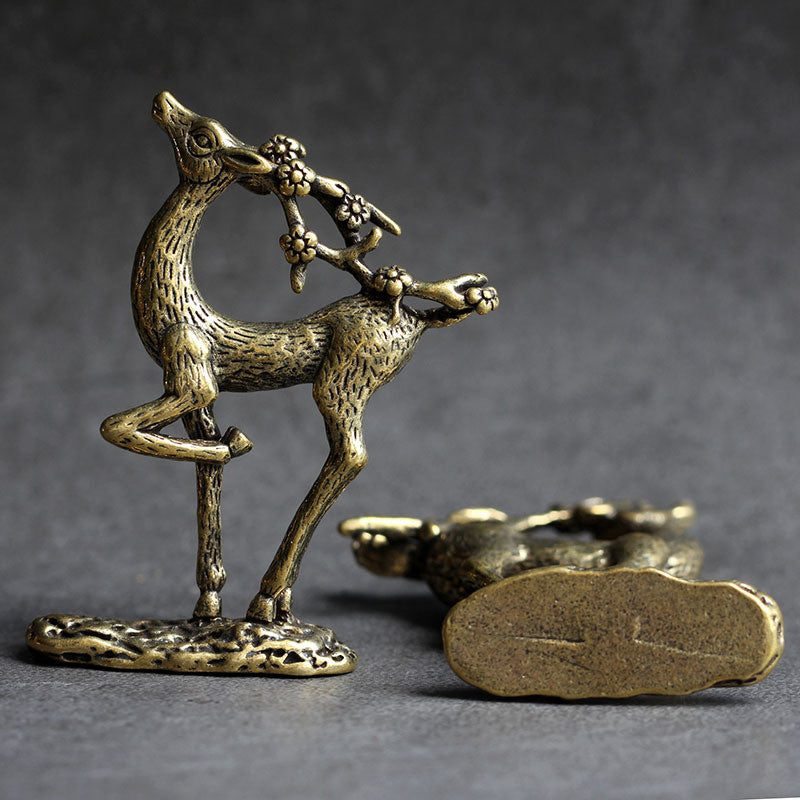 6.7CM Copper Sika deerTrinket Tea Pet Ceremony Antique Bronze Model Figurines