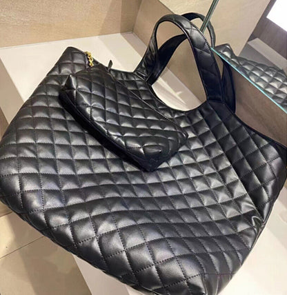 Women's Purse Handbag Genuine Leather Quilted Maxi Shopper Icare Large Tote Bag