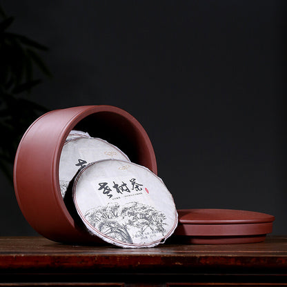 True Yixing Zisha Purple Clay Tea Canister With Lid Sealed Jar For Puer Tea Cake