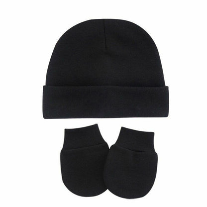 Hats Gloves 3pcs/Lot Solid Childrens Cotton Baby Winter Warm Cap Toddler Beanie