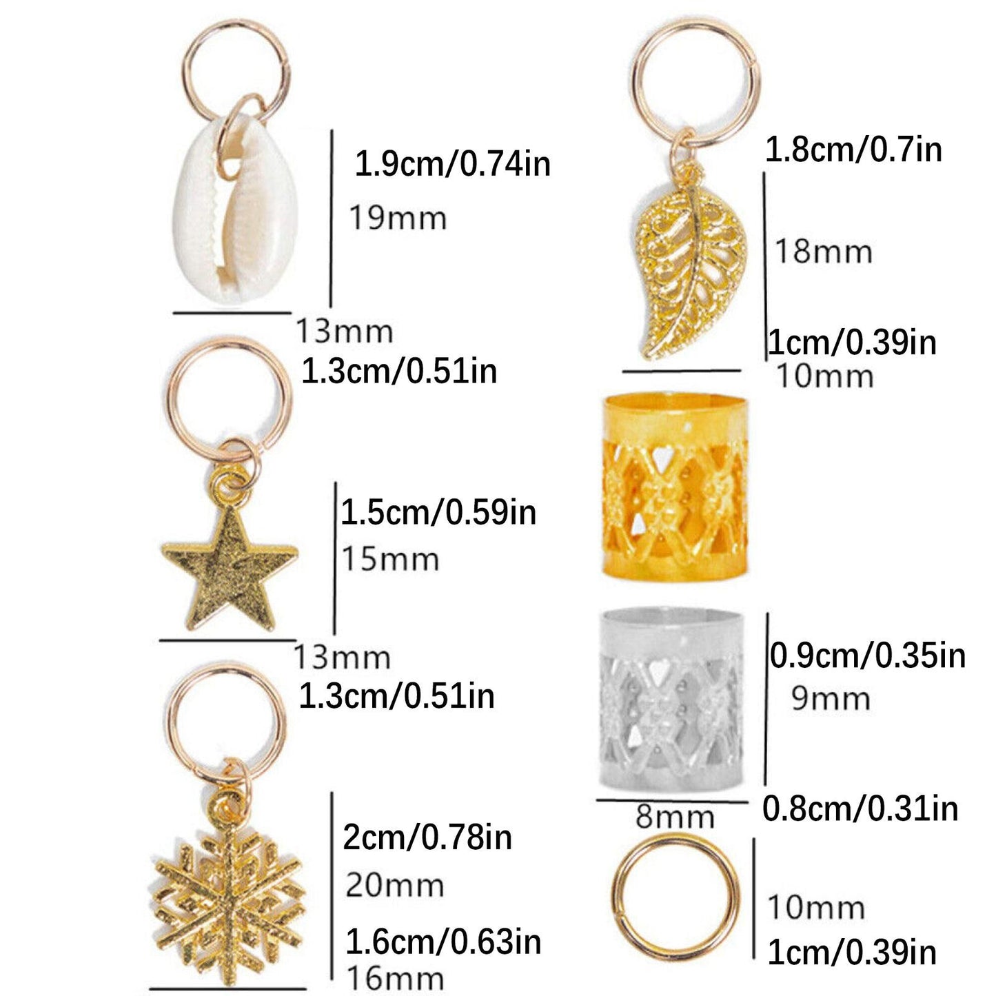 80Pcs Hair Jewelry Braid Ring Cuff Decor Pendants Dreadlocks Beads Accessories