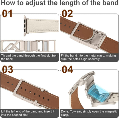 Leather Magnetic Band Compatible with Apple Watch Bands 38Mm 40Mm 41Mm 42Mm 44Mm
