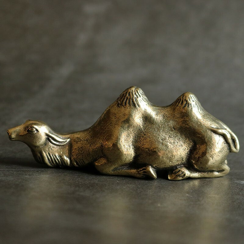 Chinese Bronze Copper Statue Hand Carved Camel Pen Hanging Figurines骆驼