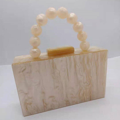 2022 New Fashion Pearl Acrylic Day Box Bags Women Bead Beach Girl Lady Handbag