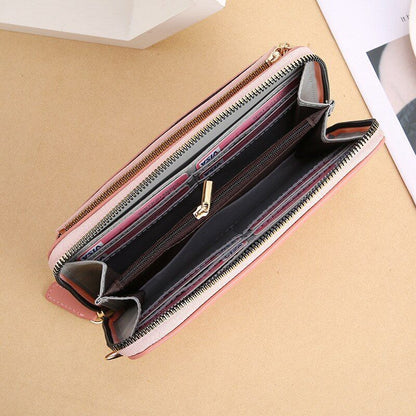 Women Long Crossbody Bag Simple Touch Screen Phone Purse Large Leather Messenger