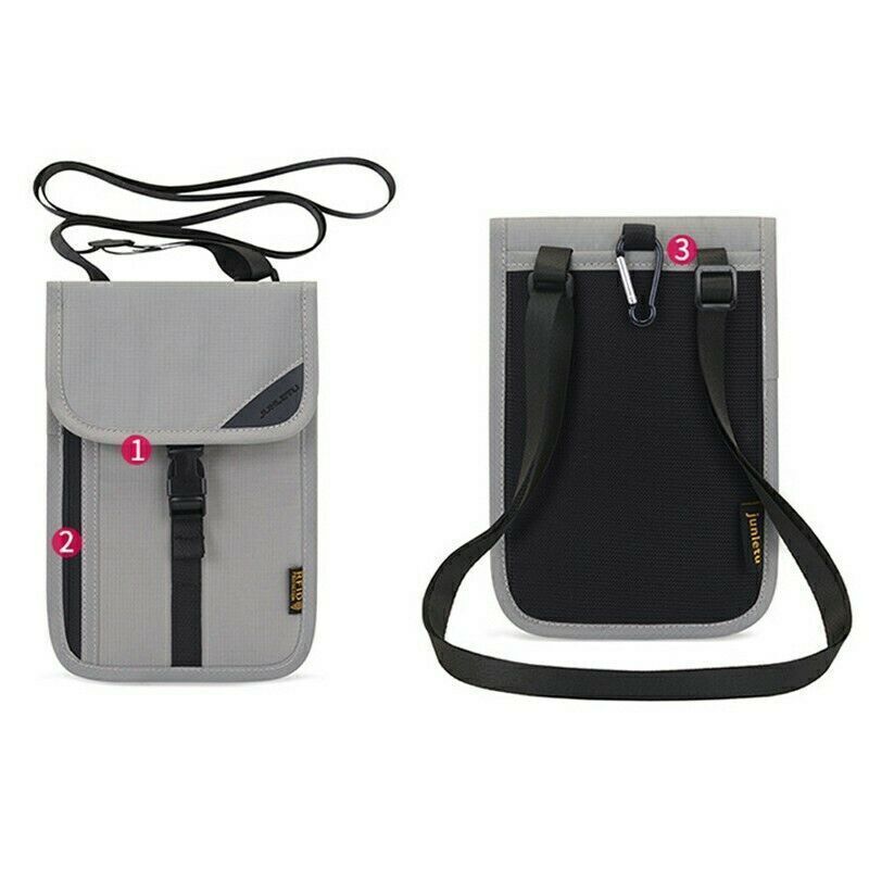 Rfid Protection Bag Travel Small Coin Purse Zipper Nylon 14*20cm Pink Grey Black