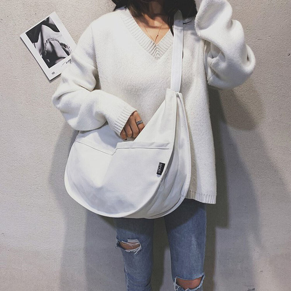 Solid Color Dumpling Bag Crossbody Bag Canvas Shoulder Bag Underarm Bag 1PCS