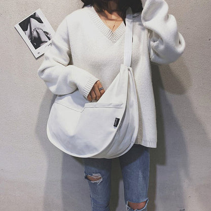 Solid Color Dumpling Bag Crossbody Bag Canvas Shoulder Bag Underarm Bag 1PCS