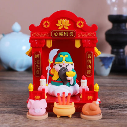 Chinese Mini Buddha Wealth God Mascot Car Desktop Decor Ornaments