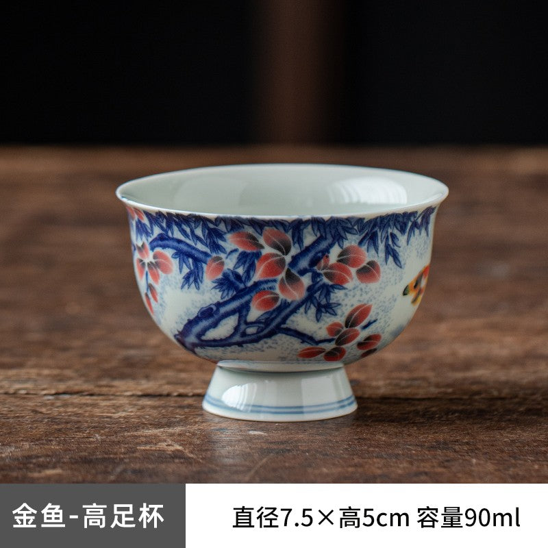 Blue and White Master Cup Glazed Black Tea Cup Tea Tasting Cup Kung Fu Tea Set