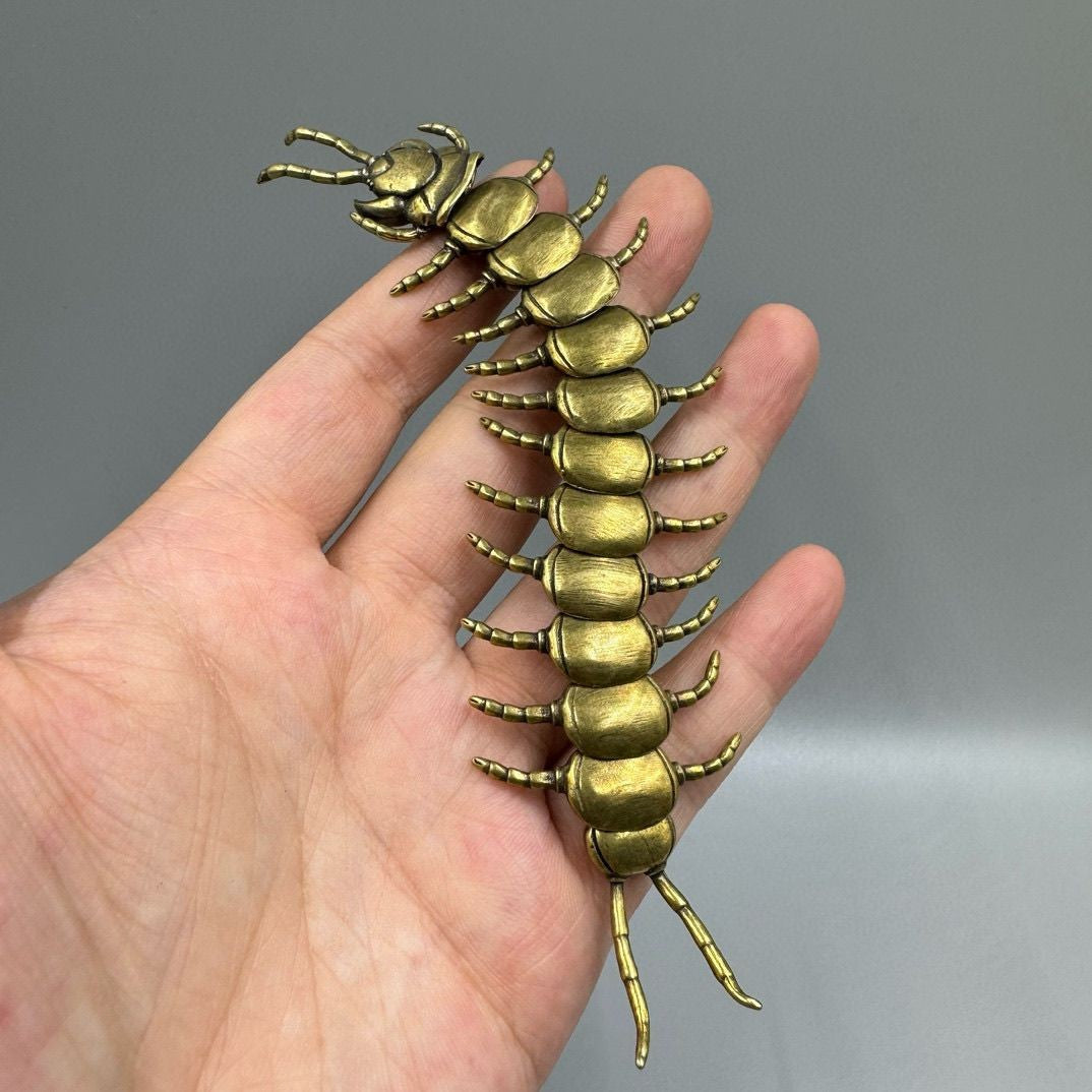 Solid Brass Articulated Centipede Figurine Tea Pet Paperweight 13.5cm