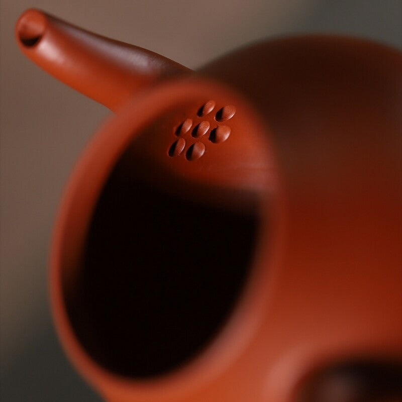 90ml Handmade Tea Pot Marked 7 Infuser Holes Yixing Zisha Zhu Clay Pear Shaped