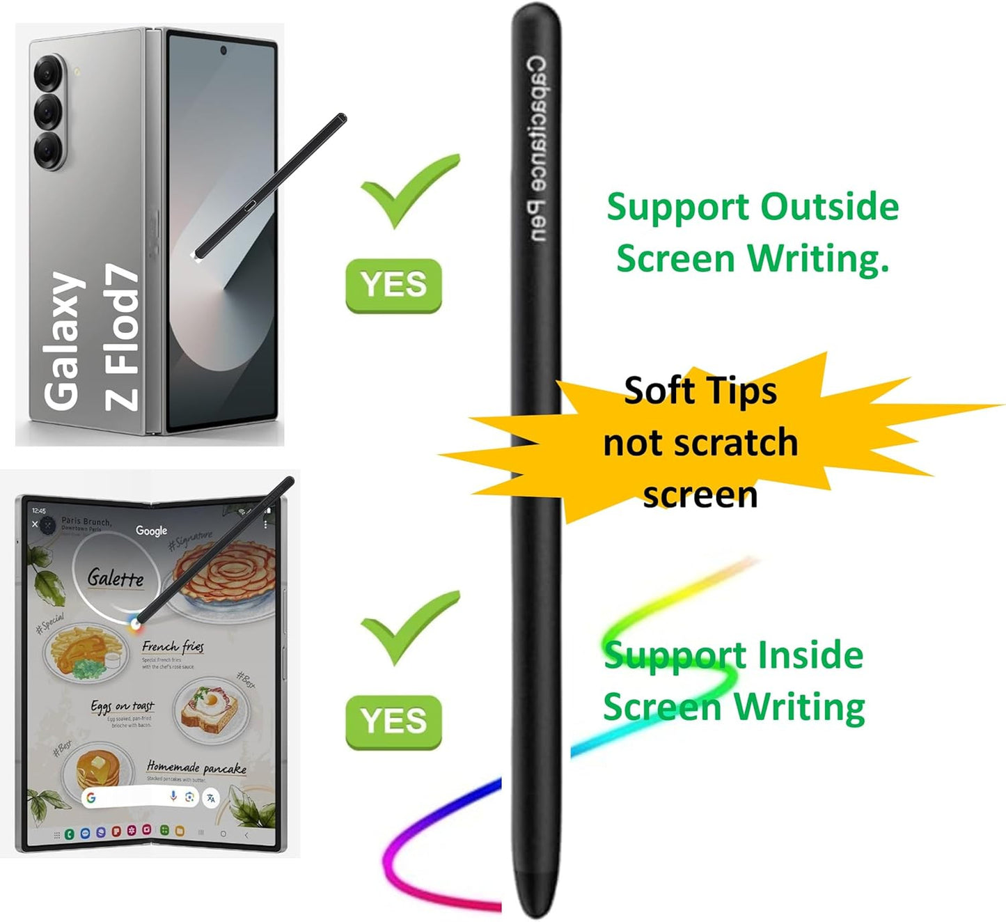 Stylus Pen for Samsung Galaxy Z Fold 7 Pen, Supporting Both Screen, S Pen Compat