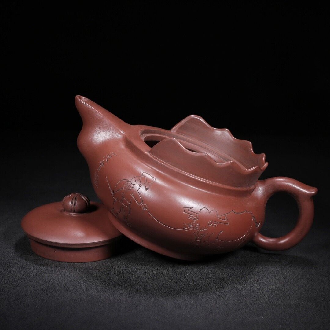 Chinese Yixing Zisha Clay Handmade Exquisite Teapot（僧帽 底款：范曾，顾景舟）