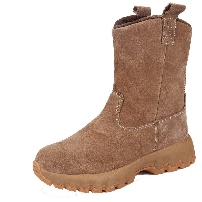 Men's snow boots with sheep fur integrated winter thick and warm cotton shoes-