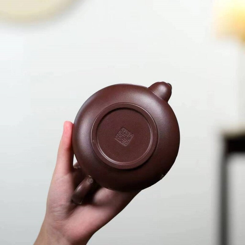 Original Ore Real Yixing Zisha Zi Ni Clay Tea Pot Handmade Floral Relief Marked