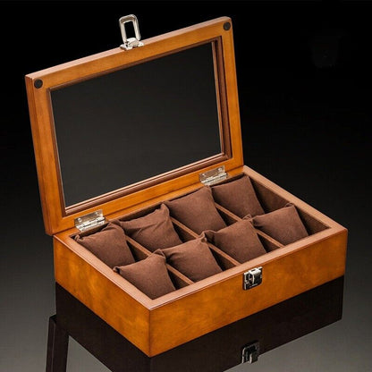 Men Watch Box Organizer Top Wooden Display Fashion Storage Holder Case 3~12Slots