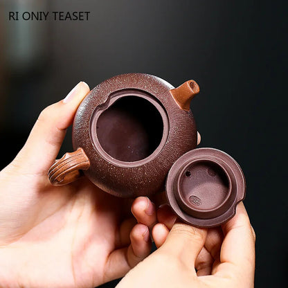 3.7" Yixing Purple Clay Teapots Famous Handmade Mangosteen Model Tea Pot Tea Set