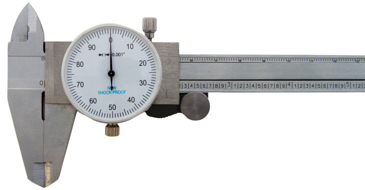 6" Utility Dial Caliper, 0.001" Resolution with Slide Lock, Includes Case