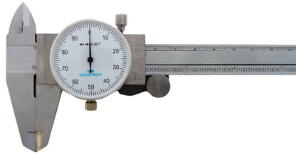 6" Utility Dial Caliper, 0.001" Resolution with Slide Lock, Includes Case