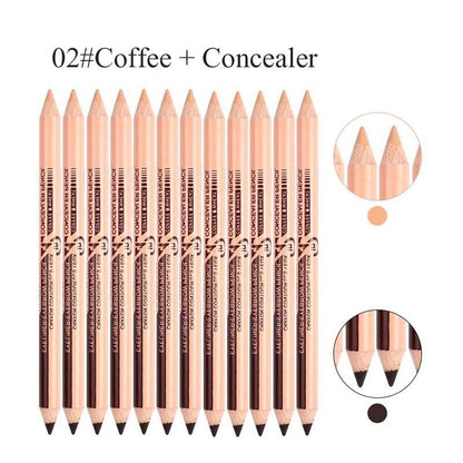MENOW 12PCS Concealer & eyebrow Pencils 2 in 1 Makeup Set Two-head Professional