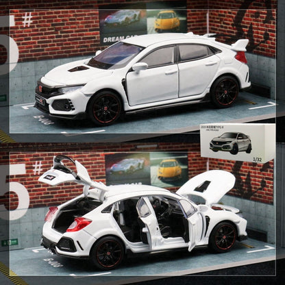 1:32 Diecast 2019 Honda Civic Type R Metal Car Model Toy Door Open Sound Light