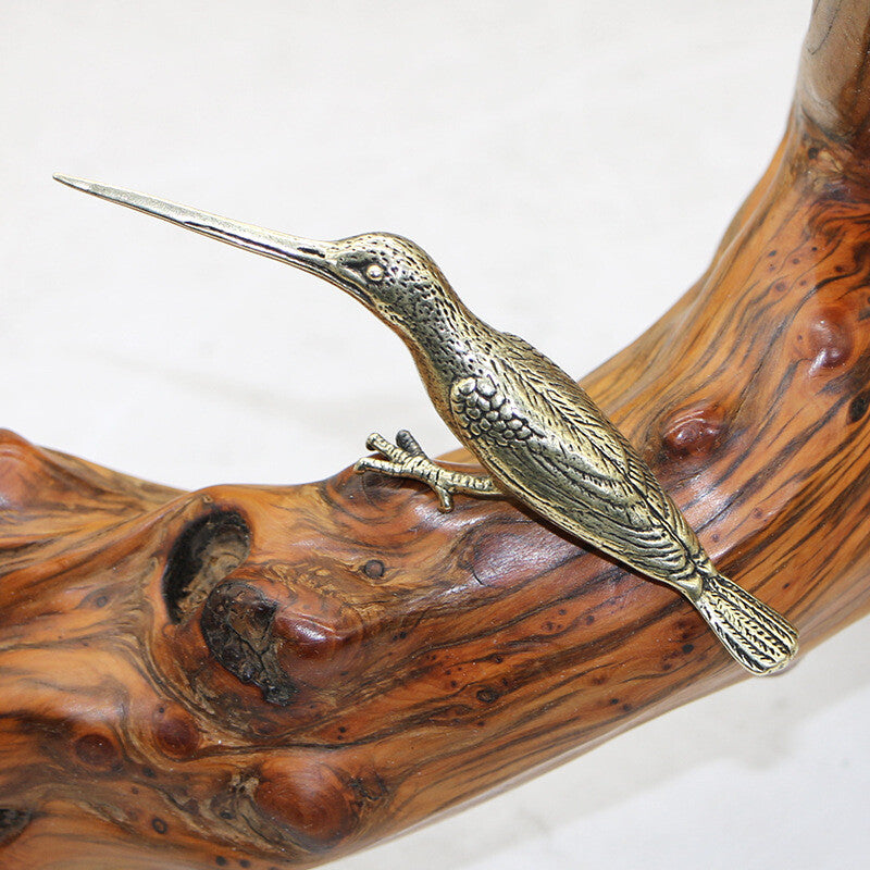Solid Brass Birds Figurines Antique Statue Hummingbird Tea Knife Home Decor A+