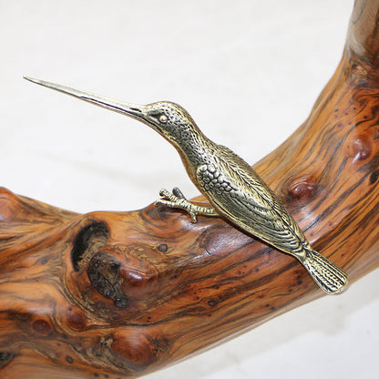 Solid Brass Birds Figurines Antique Statue Hummingbird Tea Knife Home Decor A+