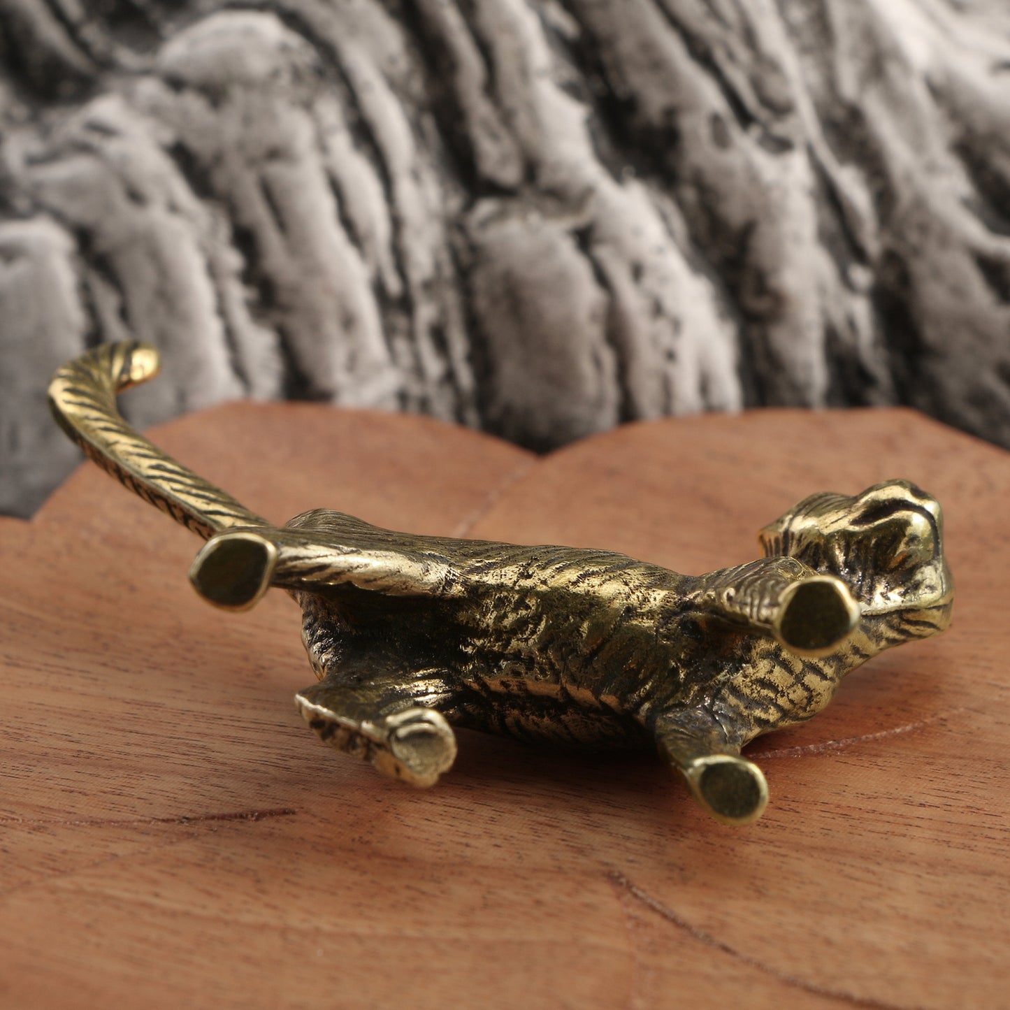 Brass Solid Cat Figurine Gift Miniature Vintage Cat Tea Pet Ornament
