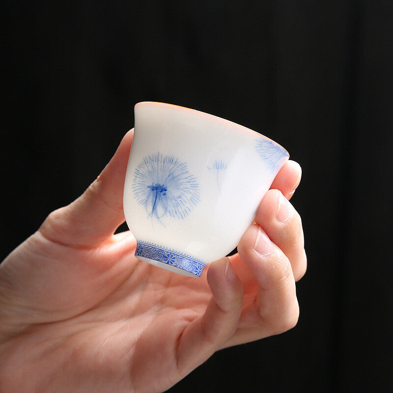 Porcelain Tea Cup For Puer Handpainted Floral Design Ceramic Master Cup 50ml New