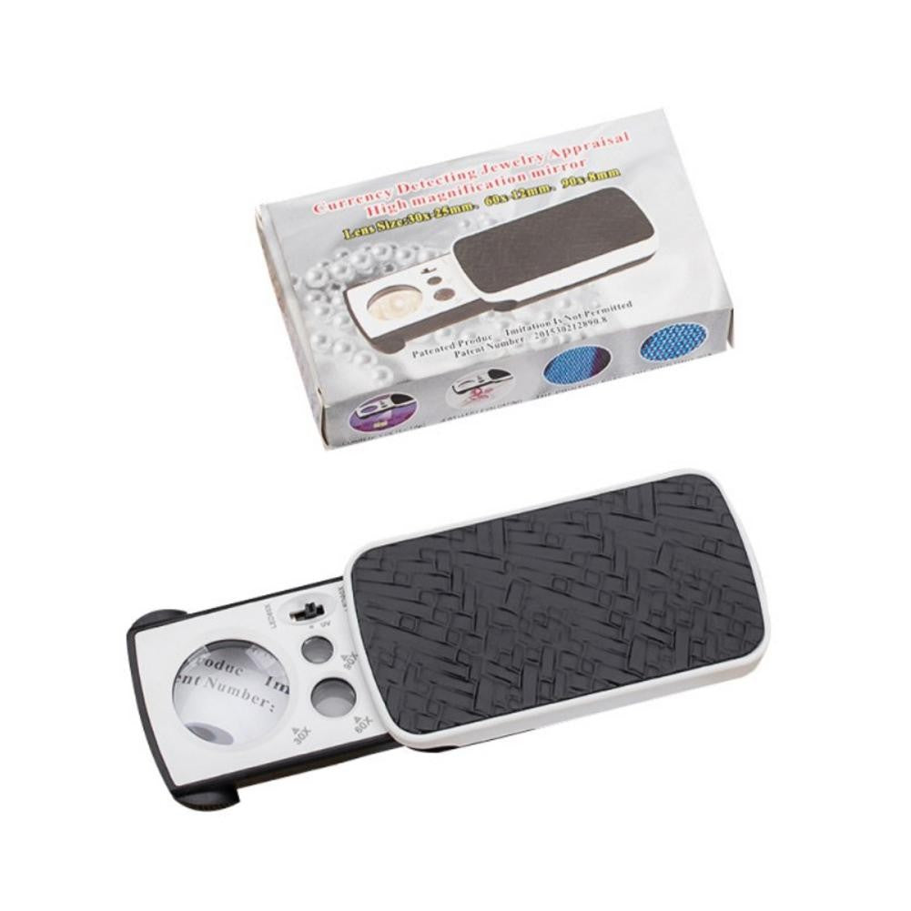 30X 60X 90X Portable Slide LED Light Jewelry Magnifying Glass Magnifier Loupe ww