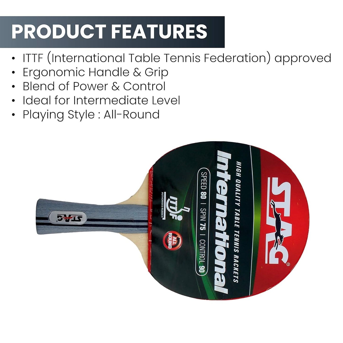 Table Tennis Racquet with wodden case 180 grams Intermediate ITTF Approved