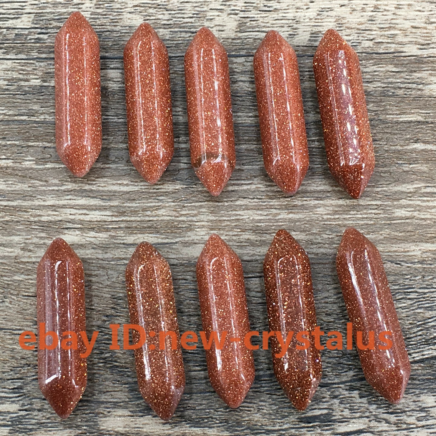 5PC Red goldstone Obelisk pendant quartz Crystal Wand Double Point Healing