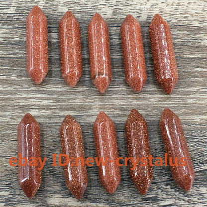 5PC Red goldstone Obelisk pendant quartz Crystal Wand Double Point Healing