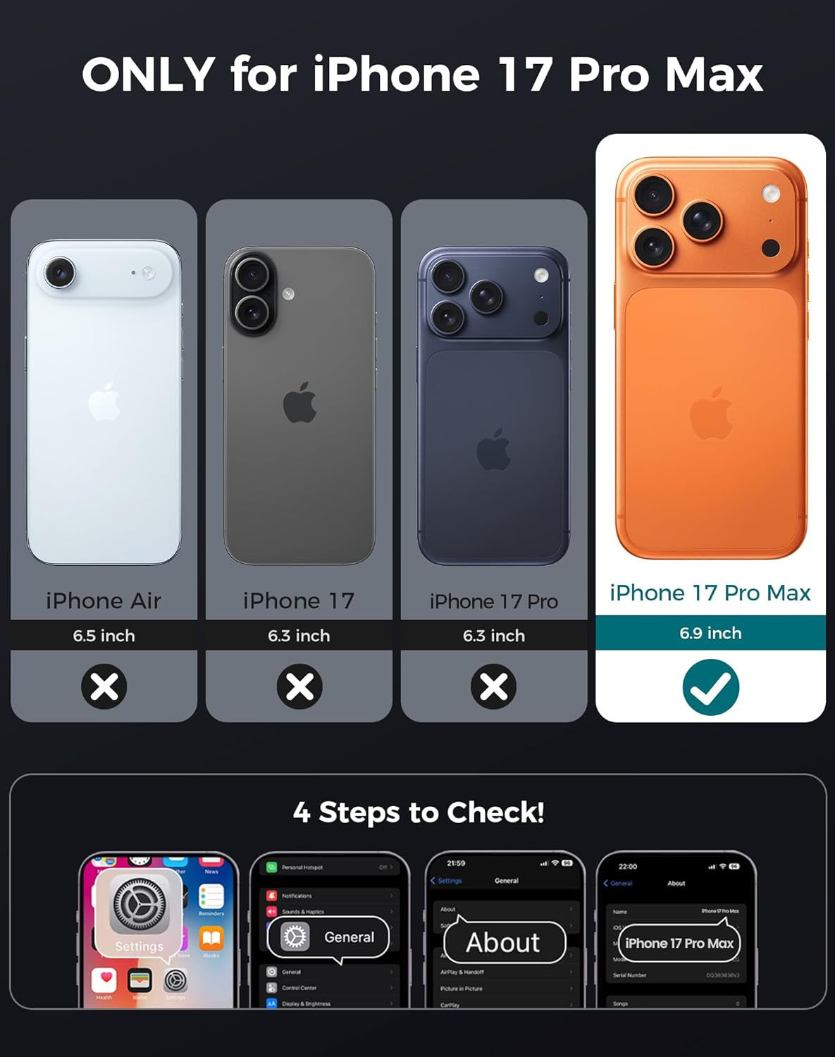 for Iphone 17 Pro Max Case with Privacy Tempered Glass Screen Protector & Camera