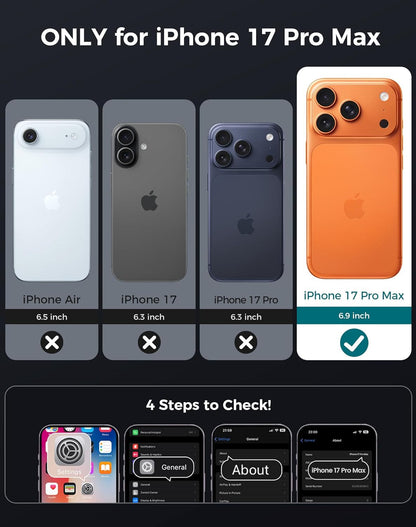for Iphone 17 Pro Max Case with Privacy Tempered Glass Screen Protector & Camera