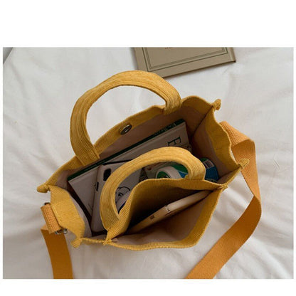 Corduroy Bag Canvas Shoulder Crossbody Handbag Tote Bag Short Handle 26*10*23 CM