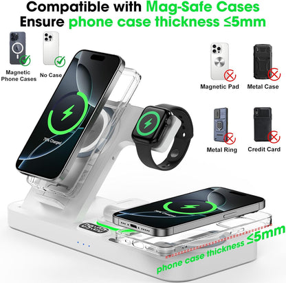 Dual Phone Wireless Charging Station for Apple Devices, Magnetic Charging Statio