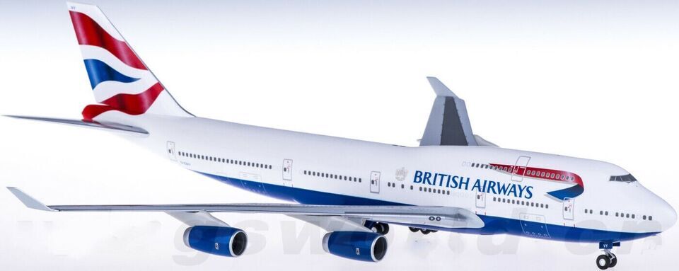 1:200 35CM Hogan BRITISH AIRWAY BOEING 747-400 Passenger Plane ABS Plastic Model
