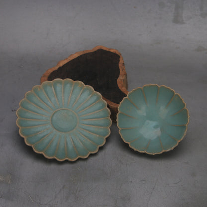 5.1" Collect Chinese Song Porcelain Ru Kiln Green Glaze Kwai Mouth Cup