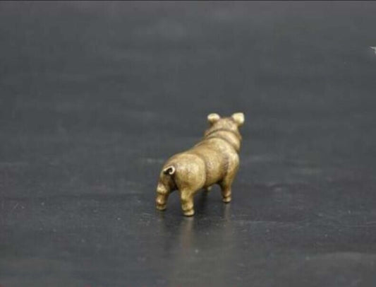 Chinese Collection old Asian copper pure brass Zodiac pig small statue pendant