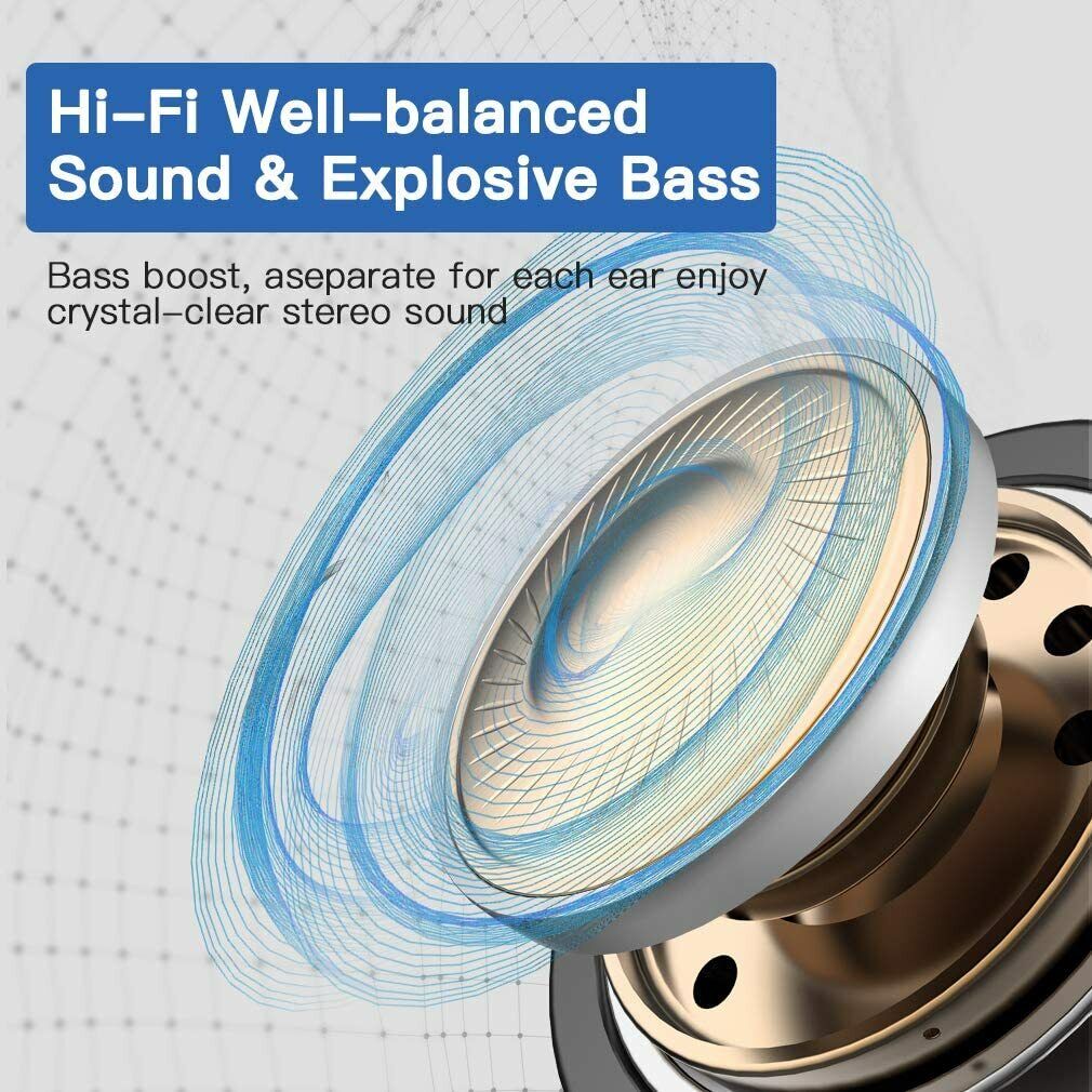 Bluetooth Headset 5.0 TWS Wireless Earbuds Headphones Stereo Ear Hook Sport